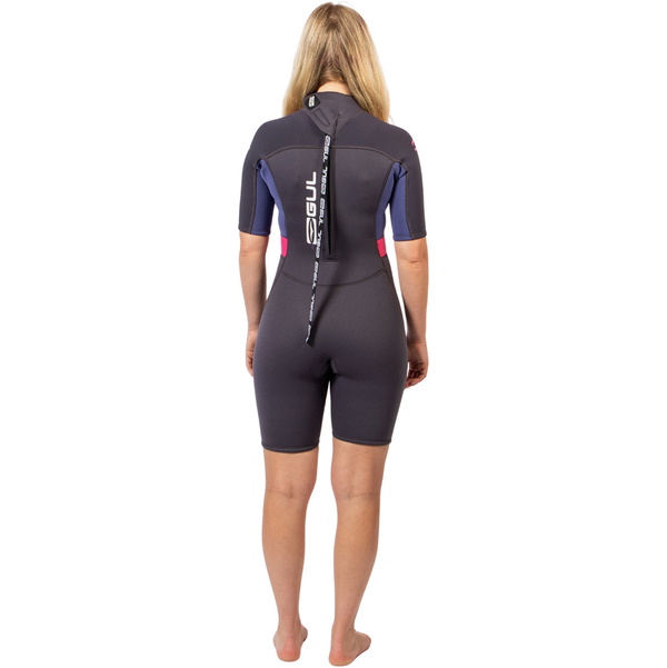 2026 Gul Womens Response Natur 3/2mm Back Zip Shorty Fato De Mergulho RE3318-GYBL - Cinza / Blue
